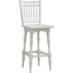 Spindle Back Swivel Bar Stools - Set of 2  - Antique White & Weathered Bark