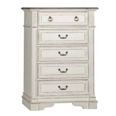 Abbey Park 5 Drawer Chest in Antique White