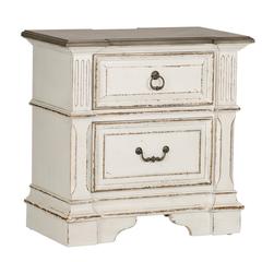Abbey Park 2 Drawer Night Stand w/ Charging Station in Antique White