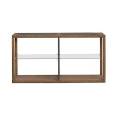 Bayhill Trellis Sofa Table for Living Room - Honey w/ Black Metal Accents