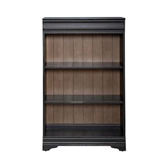 Meritage 48 Inch Bookcase for Home Office - Aged Charcoal w/ Rub Thru & Caramel