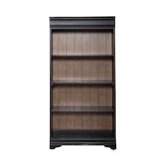 Meritage 60 Inch Bookcase for Home Office - Aged Charcoal w/ Rub Thru & Caramel
