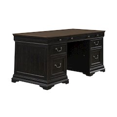Meritage Jr Executive Desk for Home Office - Aged Charcoal w/ Rub Thru & Caramel