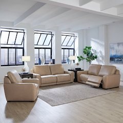 Blake Power Recline Set with Sofa, Loveseat & Recliner - Sophia Oatmeal Leather