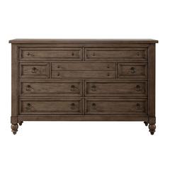 Americana Farmhouse 9 Drawer Dresser, Black in Dusty Taupe