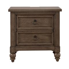 2 Drawer Night Stand w/ Charging Station in Dusty Taupe