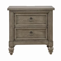 2 Drawer Night Stand w/ Charging Station in Dusty Taupe