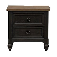 2 Drawer Night Stand w/ Charging Station - Black Traditional Multi