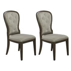 Uph Tufted Back Side Chair - Set of 2 Traditional Multi in Dusty Taupe