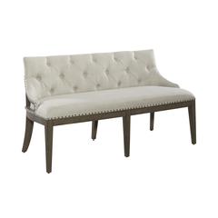 Americana Farmhouse Upholstered Shelter Dining Bench in Dusty Taupe