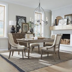 Americana Farmhouse 5 Piece Leg Table Set - 4 Shelter Back Chairs - Dusty Taupe