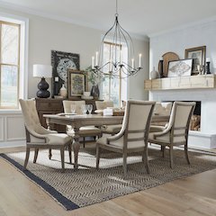 Americana Farmhouse 7 Piece Leg Table Set - 6 Shelter Back Chairs - Dusty Taupe