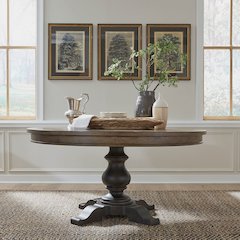 Opt Pedestal Table in Poplar & Rubberwood Solids w/ White Oak Veneers