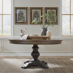 Americana Farmhouse Optional Pedestal Table - Dusty Taupe Top & Black Base
