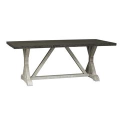 Willowrun Trestle Table in Rustic White w/ Weathered Gray Top