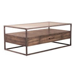 Jamestown Glass Top 3 Piece Set - Cocktail Table, 2 End Tables - Tobacco
