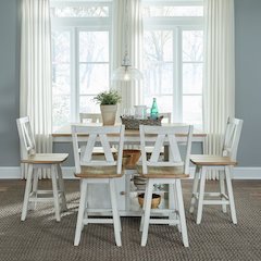 Lindsey Farm 7 Piece Gathering Table Set Counter Height 36" - 6 Splat Back