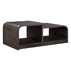 Living Room Cocktail Table Rounded Waterfall Edge Design - Espresso Oak Wood