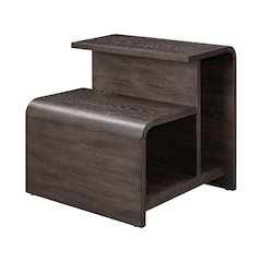 Living Room End Table Transitional Rounded Waterfall Edge - Espresso Oak Wood