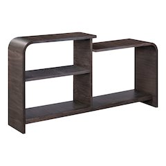 Living Room Sofa Table Rounded Waterfall Edge Design - Espresso Oak Wood