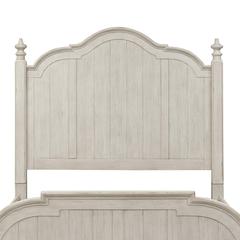 Farmhouse Reimagined Queen Poster Headboard in Antique White w/ Chestnut Top