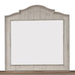 Farmhouse Reimagined Mirror in Antique White w/ Chestnut Top