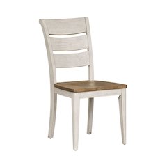 Reimagined Ladder Back Side Chairs - Set of 2 - Antique White, Chestnut Tops