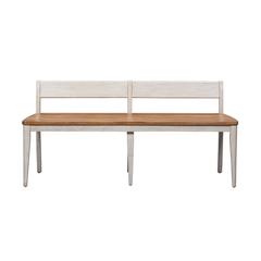 Farmhouse Reimagined Bench (RTA) in Antique White w/ Chestnut Top