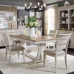 Reimagined Opt 5 Piece Trestle Table Set - 4 Ladder Back Chairs, 18" Leaf