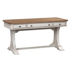 Farmhouse Reimagined Writing Desk in Antique White w/ Chestnut Top
