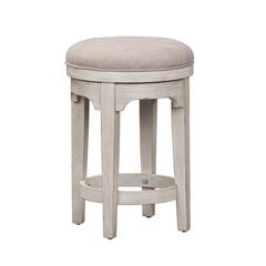 Farmhouse Reimagined Console Swivel Stool in Antique White w/ Chestnut Top