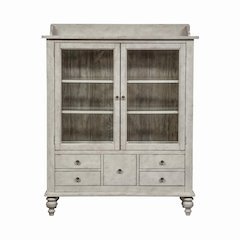 Whitney Display Cabinet in Antique Linen w/ Weathered Gray