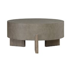 Affinity Round Cocktail Table for Living Room - Dusty Taupe Faux Concrete Tops