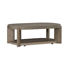 Affinity Oval Cocktail Table with Casters Dusty Taupe Faux Concrete Tops