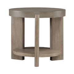 Affinity Round End Table for Living Room - Dusty Taupe Faux Concrete Tops