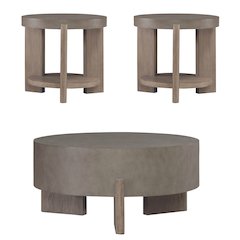 Affinity 3 Piece Set - Round Cocktail Table, 2 End Tables - Dusty Taupe Faux