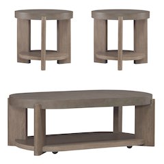 Affinity Opt 3 Piece Set - Oval Cocktail Table, 2 End Tables - Dusty Taupe Faux