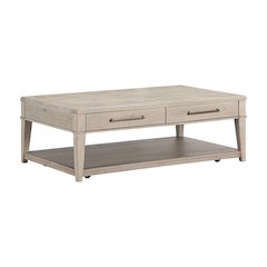 Rectangular Drawer Cocktail Table for Living Room - Sanctuary White Oak Wood
