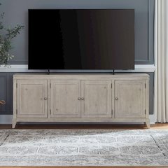 82 Inch Entertainment TV Console Adjustable Shelves - Sanctuary White Oak Wood