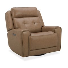 Carrington Triple Power Recliner Living Room Chair - York Sand Brown Leather