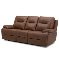 Power Recline Sofa with Charging Ports, Lumbar Support - Dakota Saddle Leather