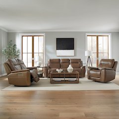 Collins Power Recline Set with Sofa, Loveseat & Recliner - York Chestnut Leather