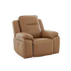 Recliner Armchair with Power Recline, Heat & Massage - York Butternut Leather