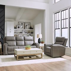 Camden Power Recline Set with Sofa & Recliner - Aline Light Gray Leather