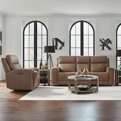 Camden Power Recline Set with Sofa & Recliner - Aline Toast Brown Leather