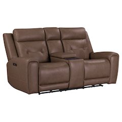 Beckham Power Reclining Loveseat with Console - Aline Saddle Brown Leather