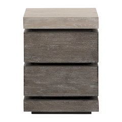 Piedmont Chairside Table, Hidden Drawers - Charcoal with Ash Tops Oak Wood