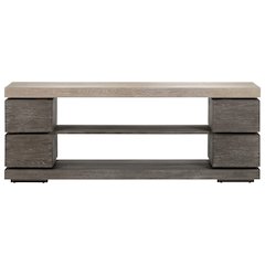 Piedmont 84 Inch TV Console, Floating Shelf - Charcoal with Ash Tops Oak