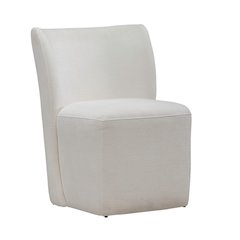 Accent Dining Chair with Castors - Rounded Back - Ivory Upholstry