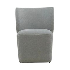 Solid Wood Upholstered Accent Dining Chair with Castors, Eclectic Style, Gray